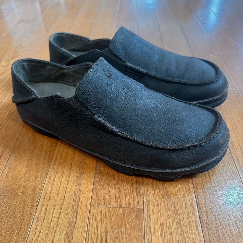 OluKai Moloa Men’s 10.5 Leather Slip On Shoes Convertible Mules Clogs Loafers
